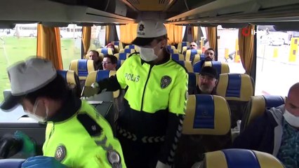 Manisa Emniyeti'nden otobüslerde korona virüs denetimi