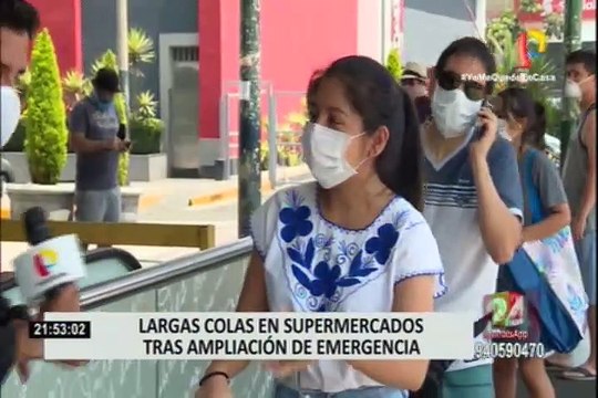 Largas colas se formaron en diversos supermercados tras ampliación de estado de emergencia