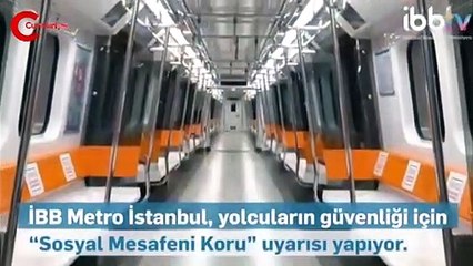İstanbul'da metro ve tramvaylarda sosyal mesafe önlemi
