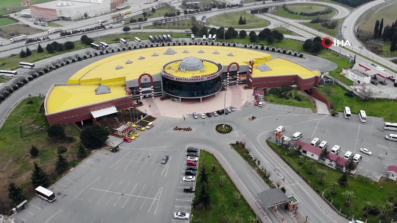 Otogardaki sakinlik havadan görüntülendi