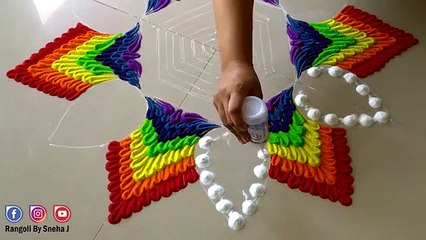 BEST UNIQUE, RAINBOW RANGOLI, FOR DIWALI ,YOU HAVE EVER, SEEN  RANGOLI ,ART