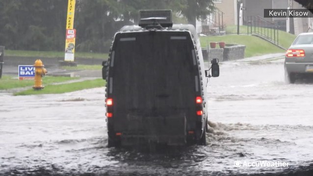 Roads and streets underwater during torrential flooding