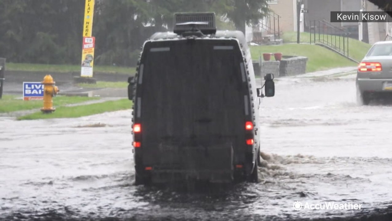 Roads and streets underwater during torrential flooding