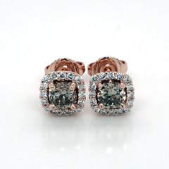 Champagne Diamond Halo Earrings in 14kt. Rose Gold (1.30ct. tw.)