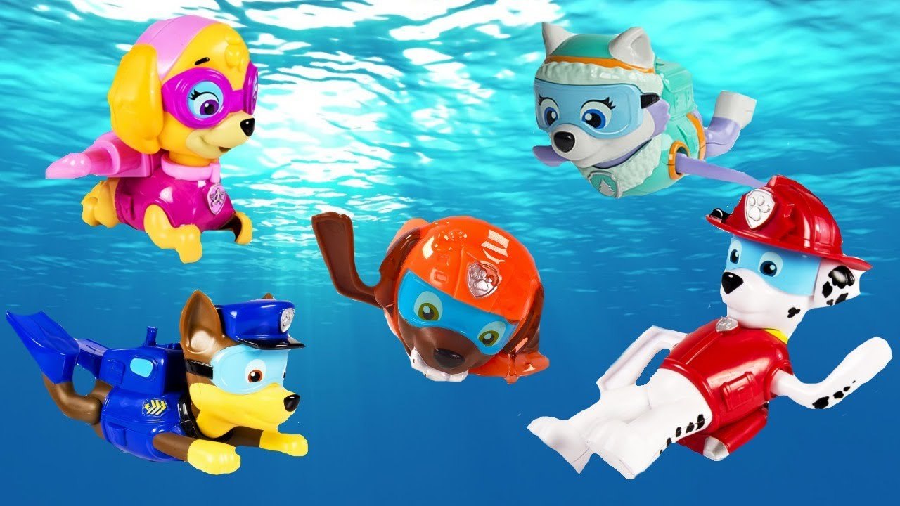 Paw Patrol Paddling Pups Swim in Barbie Dog Pup Pool