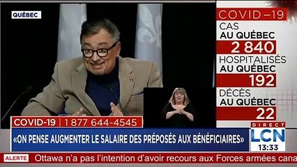 Coronavirus: En direct pendant le point de presse le directeur national de la santé publique, le Dr Horacio Arruda mime l'applatissement de la courbe :)