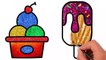 Learn How to Draw Ice Cream Ice Lollies Popsicle Ice Cream Glitter Coloring Toys For Kids