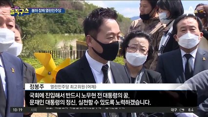 봉하 참배 열린민주당…권양숙 예방은 불발