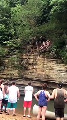 Woman Falls After Hesitating at the Final Step