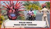 Polisi India Pakai Helm 'Corona' Agar Warga Tetap di Rumah