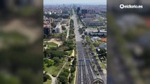 Imágenes aéreas de Barcelona en el primer día de la parálisis de actividad no esencial