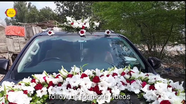 toyota fortuner car / decoration for wedding/ car decoration idea/Heart shape with fresh flowers tutorial