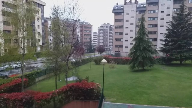 Caen los primeros copos de nieve del año en Oviedo