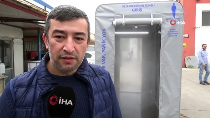 Çalışanlar için fabrika girişinde dezenfektan tüneli kuruldu