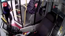 Park halindeki otobüse giren hırsız kamerada