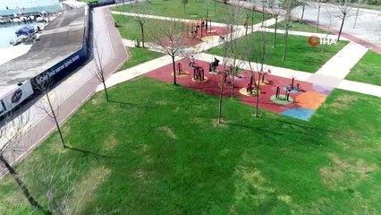 Sahilde yasağa uymayan vatandaşlar havadan görüntülendi