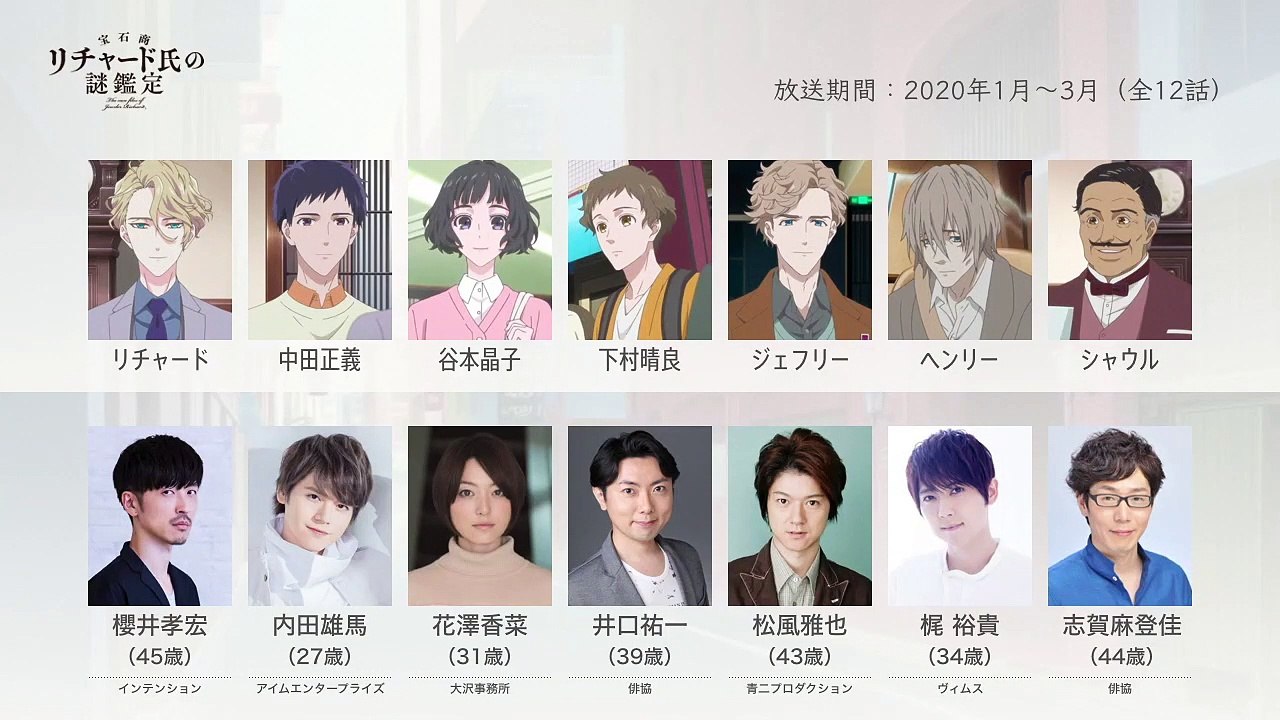 宝石商リチャード氏の謎鑑定の声優さんたちは、こんな顔！