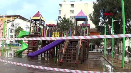 GAZİANTEP-İslahiye'de spor ve oyun alanları güvenlik şeritleri ile kapatıldı