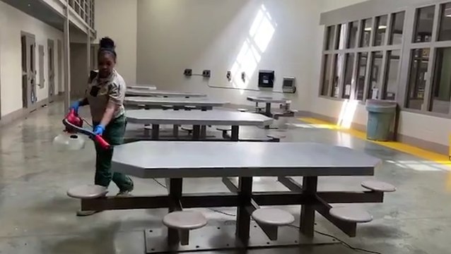 Jail sprayed down with disinfectant
