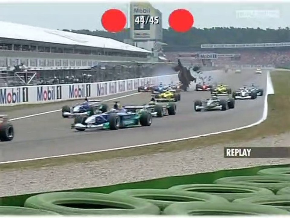 F1 2001 Hockenheim Race Start Huge Crash Burti Schumacher