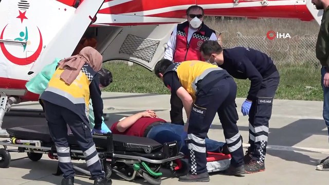 Patpat kazasında yaralanan genç ambulans helikopterle hastaneye kaldırıldı