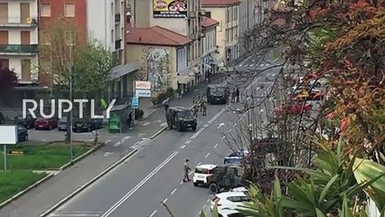 Italy- Army enforces lockdown with checkpoints in Bergamo streets