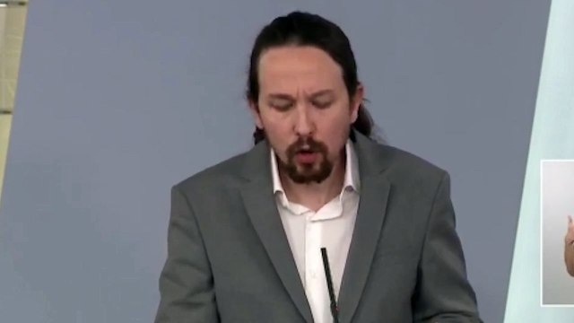 Pablo Iglesias en la rueda de prensa posterior al Consejo de Ministros del 31 de marzo