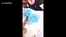 Watch this Vietnamese baker create satisfying rose flower petals