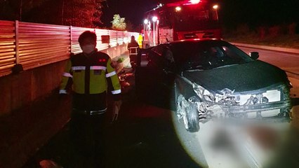 남해고속도로 승용차끼리 추돌...2명 부상 / YTN