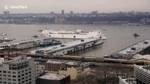 Cool time-lapse footage shows USNS Comfort docking in Manhattan