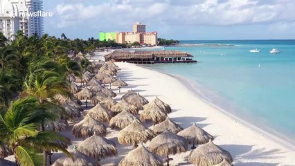 Coronavirus leaves Aruba's white sand beaches void of tourists in eerily beautiful drone footage