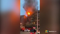tn7-Nueva York- Bomberos atienden gran incendio dentro de edificio cerca del hospital de Bron-310320
