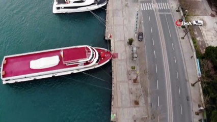 Boş kalan Arnavutköy-Bebek sahili havadan görüntülendi