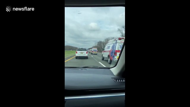US motorist spots ambulance convoy allegedly driving to New York to help combat coronavirus pandemic