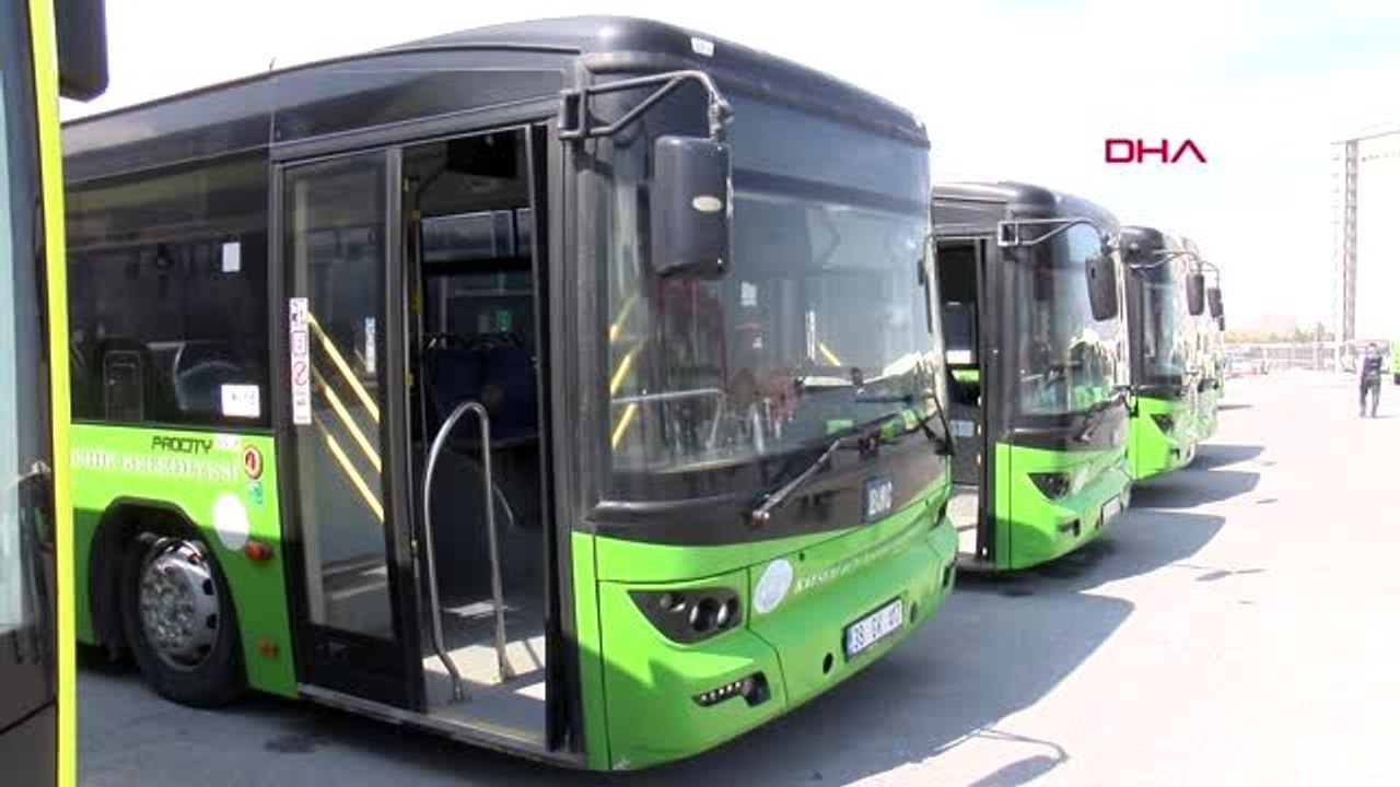 Kayseri'de otobüslerde koronavirüse karşı brandalı önlem