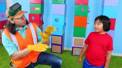 How to Make DIY Ball Launcher from Cardboard with Ryan and Builder John!!!