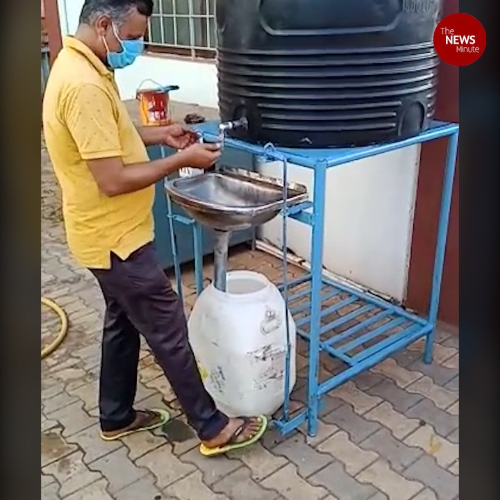 Foot-operated hand washing kiosks installed at railways stations in south India
