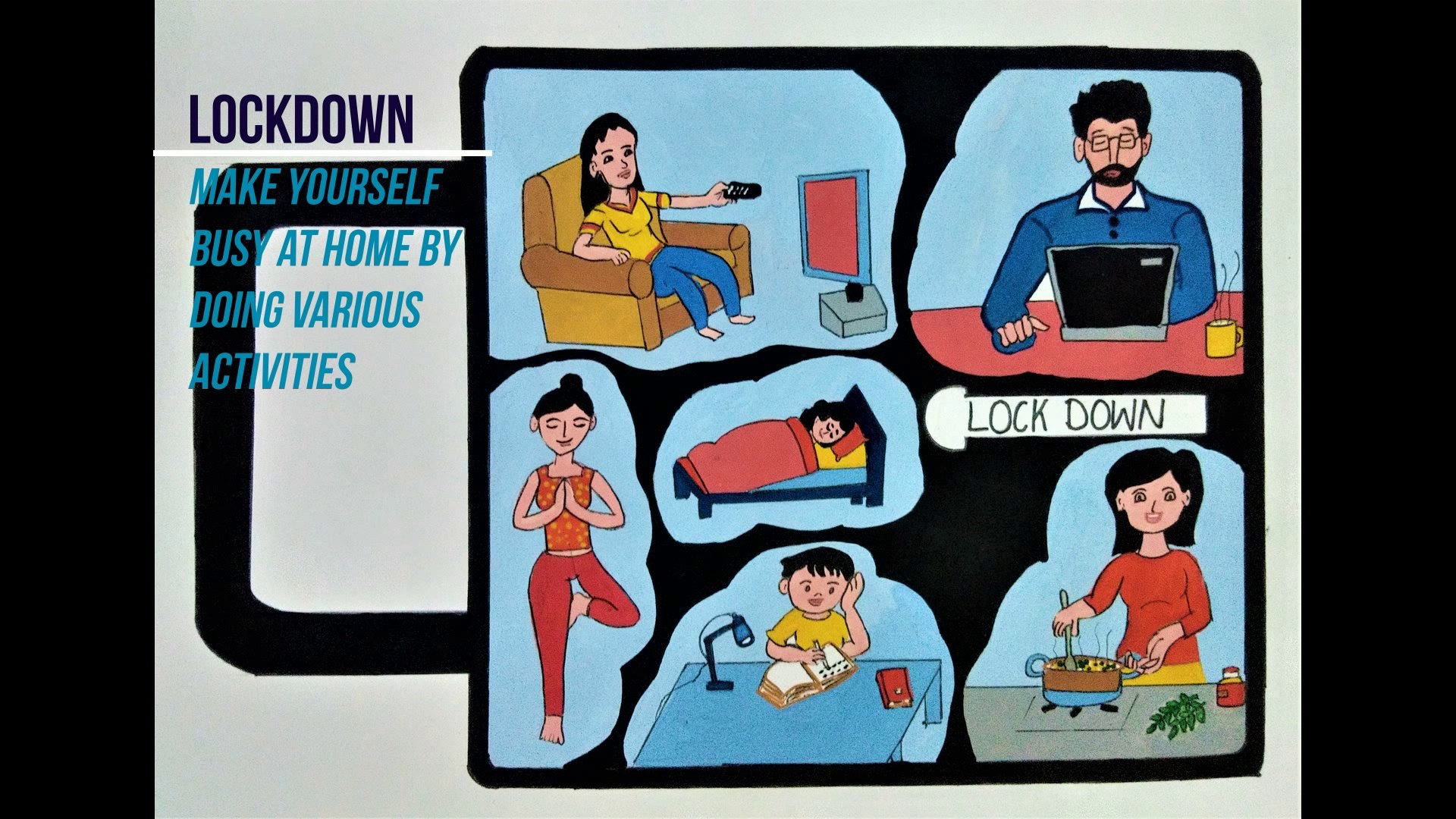 ⁣Easy drawing on keep yourself busy at home during lockdown | Stay home stay safe  stay healthy drawi