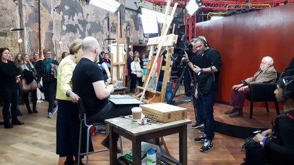 Paul Moyse with Joan Bakewell at Portrait Artist of the Year 2020  (filmed April 2019)