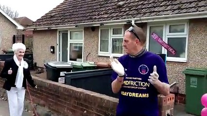 Pat Bray celebrates her 80th birthday with a visit from Car Park Karaoke in Glencairn Grove