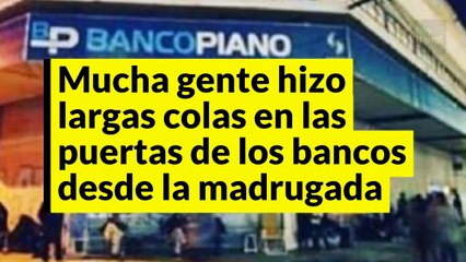 Download Video: Una enorme cantidad de adultos mayores acuden a los bancos para cobrar jubilaciones y pensiones.