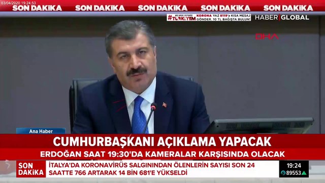 Sağlık Bakanı Koca: Koronavirüste can kaybı 425, vaka sayısı 20 bin 921