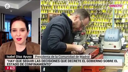 Isabel Díaz Ayuso anuncia en Telemadrid las medias aprobadas este viernes para ayudar a los autónomos de la región por los efectos económicos de la Covid-19