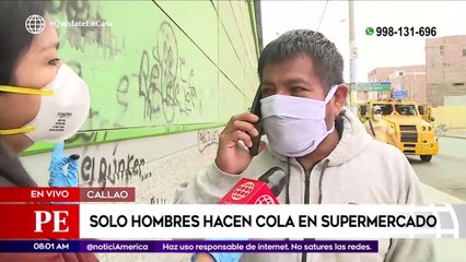 Primera Edición: Solo hombres hacen cola en supermercado