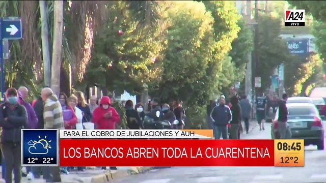 La postal de los bancos con largas colas de jubilados