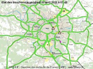L'état du trafic en Ile-de-France le vendredi 3 avril 2020