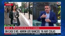 En instantes: abren los bancos, con sillas y colas menos extensas