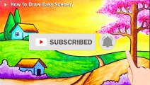 How to Draw Easy Scenery   Drawing Village in the Sunset Scenery Step by Step with Oil Pastels