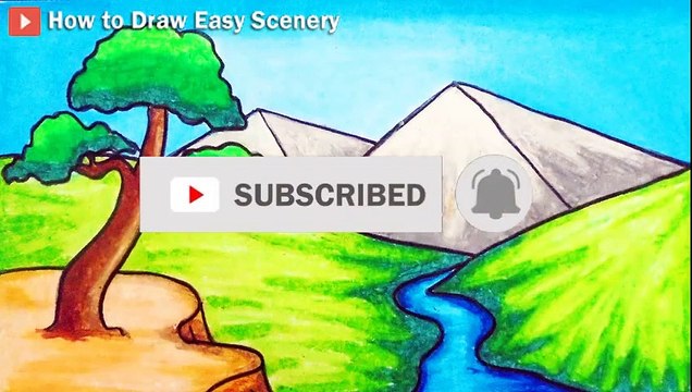 How to Draw Easy Scenery Drawing River and Mountain Scenery Step by Step with Oil Pastels