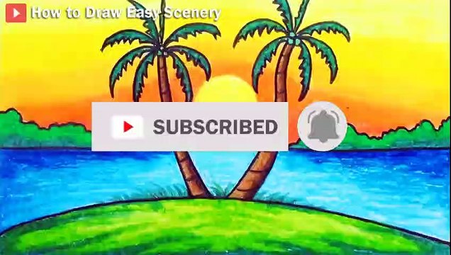 How to Draw Easy Scenery Drawing Sunset Scenery Step by Step with Oil Pastels